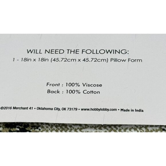 New Merchant 41 18x18 Green & Tan Fringe Pillow Cover - Picture 4 of 9